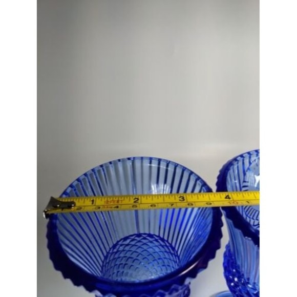 Set 2 Vintage FOSTORIA Avon George & Martha Washington Cobalt Blue Glass Goblets - Picture 8 of 10